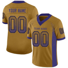 Custom Old Gold Purple-Black Mesh Drift Fashion Football Jersey