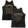 Custom Black Black-Old Gold Authentic Throwback Basketball Jersey